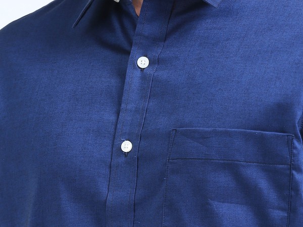 Navy shirt fabric weave closeup, Hamster 420 thread count cotton